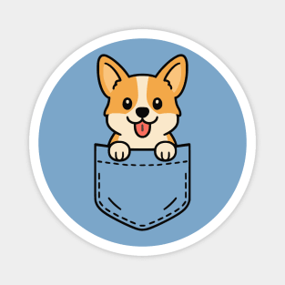 Cute Corgi Puppy Pocket Pal Funny Corgi Dog Lover Magnet